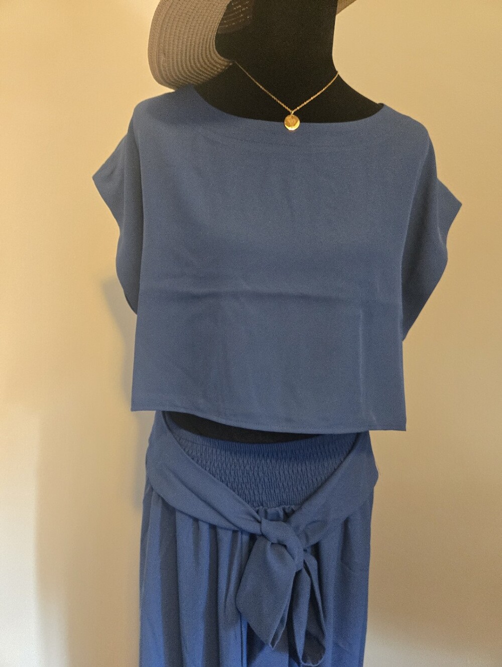 Zenana Matching Set. Blue Maxi Skirt And Crop Top - Picture 3 of 8